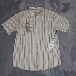 NWT RVCA Button Up Shirt Mens Medium Multicolor Jacobs Archive Stripe ANP New